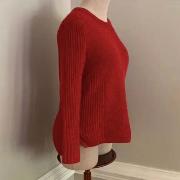 Madewell Hexcomb Texture Red Crewneck Long Sleeve Sweater Size Small - Picture 4 of 9